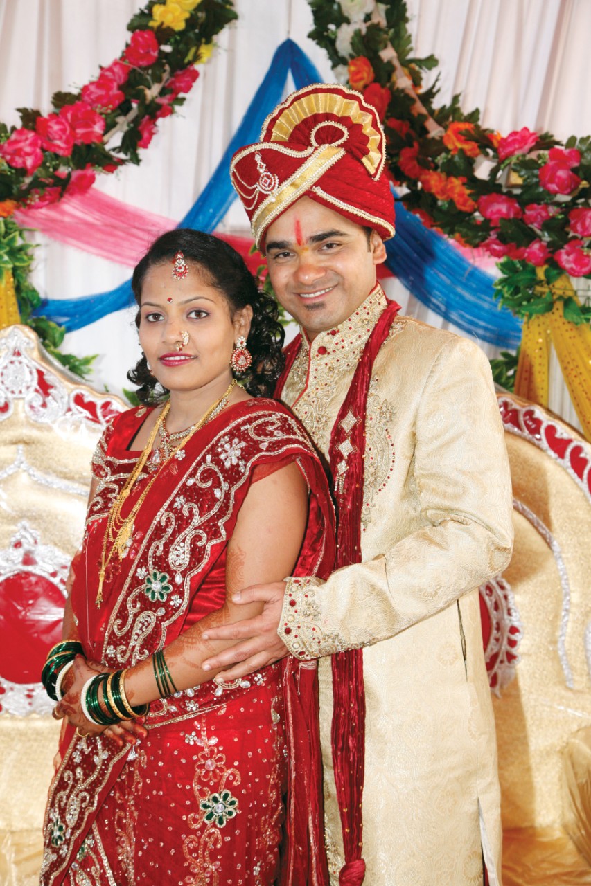 Anjani Lahade with Bipin Shedge at their wedding in India