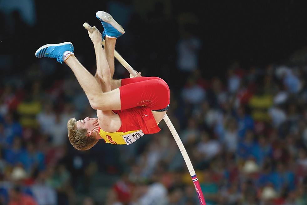 Pole Vaulter Andre Valles in action at world competition