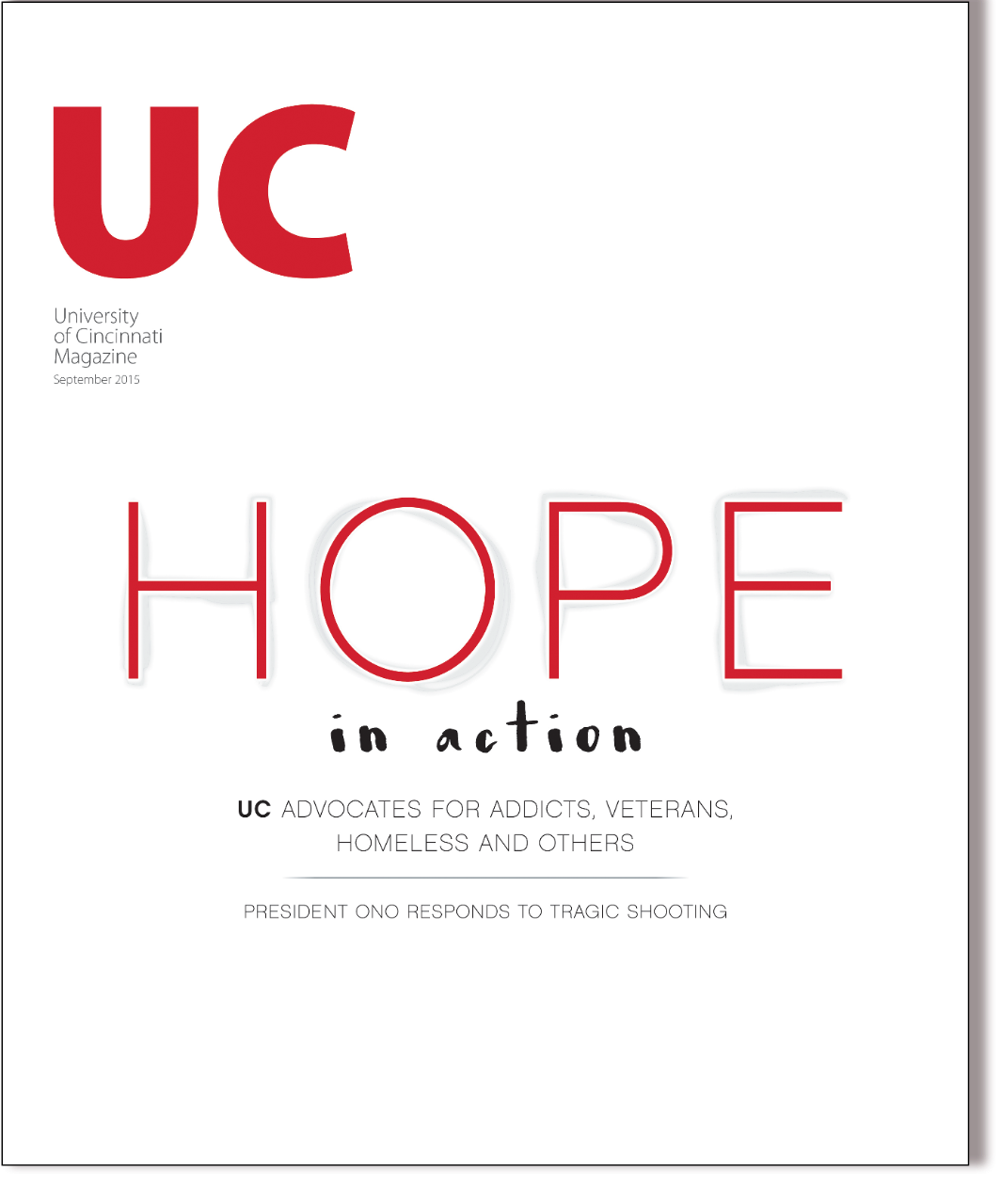 Cover of the University of Cincinnati magazine September 2015 edition