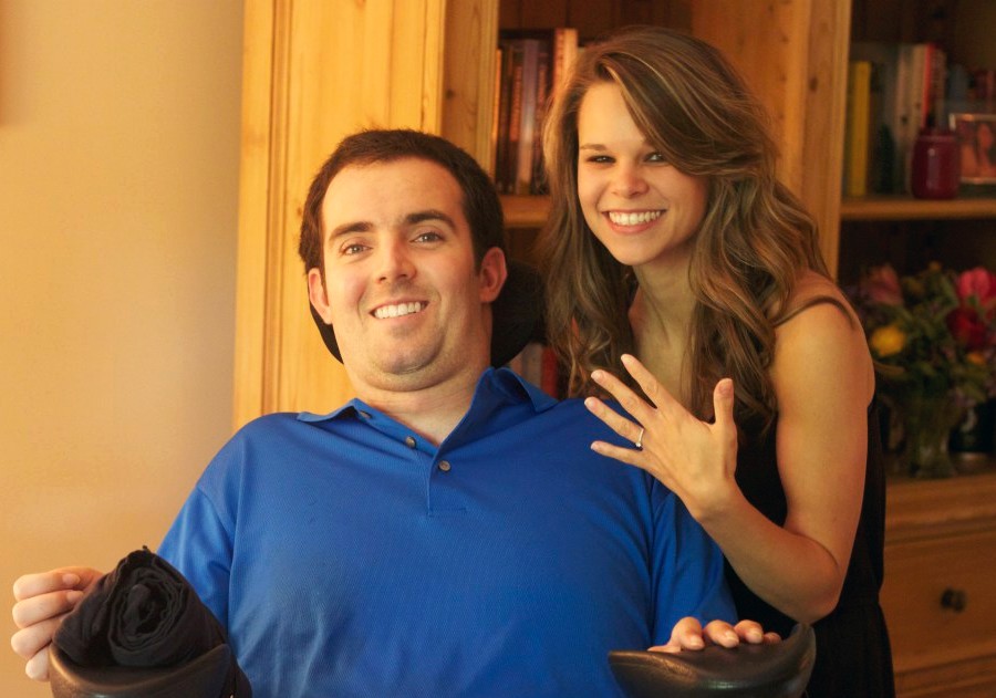 Ryan Atkins with Stephanie Perry as she shows her engagement ring
