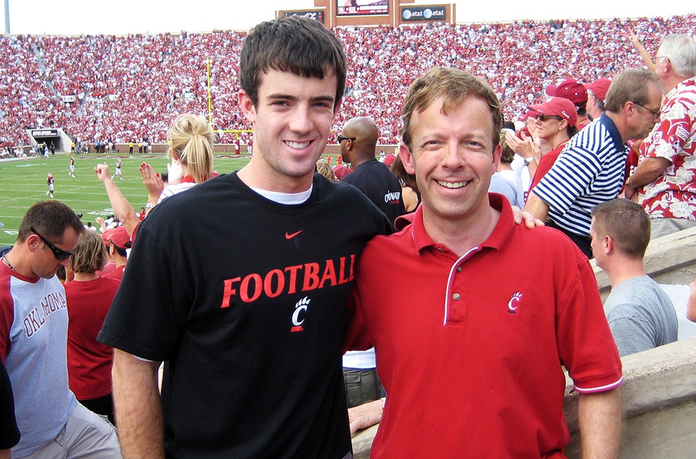 Ryan Atkins with his father prior to his accident