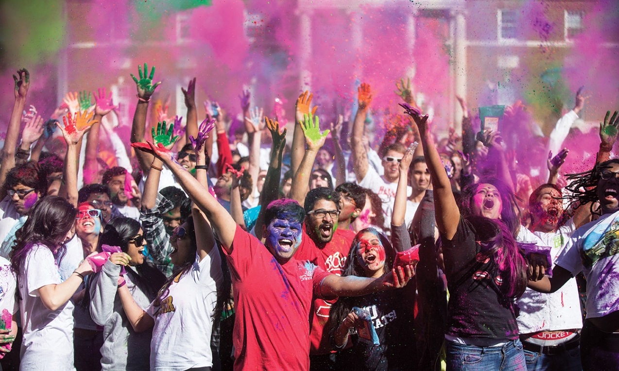 Student celebrate as part of Holi