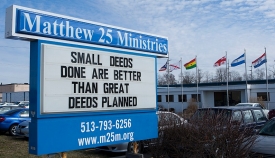 Matthew 25: Ministries sign outside their Blue Ash location.