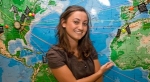 Jessica Young in front of a map