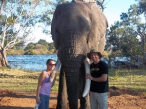 Lindsay Black in South Africa with an elephant 