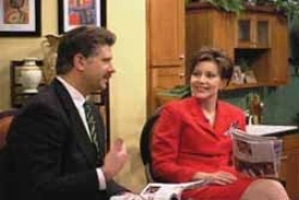 Heather French Henry, Miss America 2000, is now hosting the “Fox in the Morning” news and entertainment show weekdays on Louisville’s WDRB-TV, with co-host Joe Orlando. photo courtesty of WDRB-TV