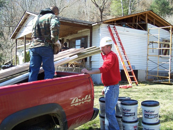 CAP housing volunteers sometimes need to rebuild part of a home that has been damaged by weather or other mishaps.