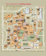 A map of the University of Cincinnati main campus.