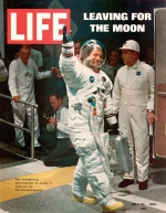 Life magazine cover featuring Neil Armstrong in his space suit.