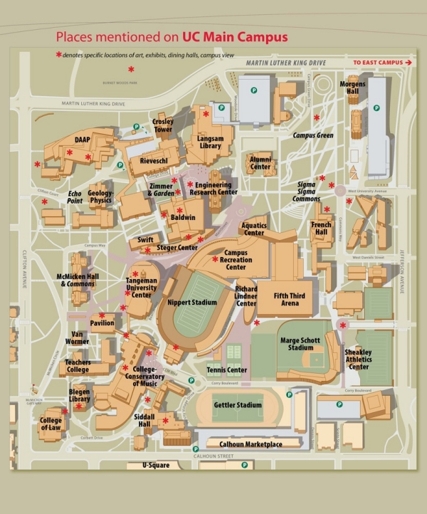 Map of the University of Cincinnati Main Campus