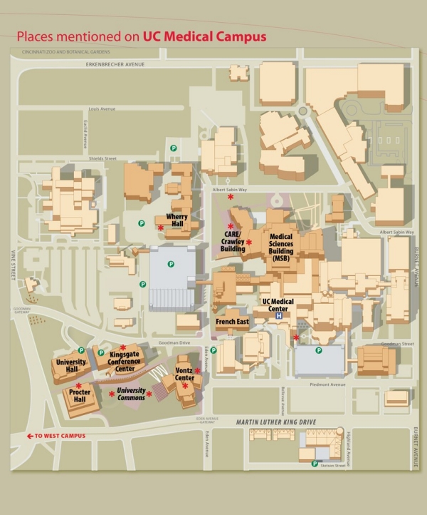 Campus Map of the University of Cincinnati Medical Campus