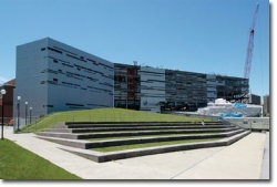 Student suites atop the recreation center command views of Campus Green and Burnet Woods.