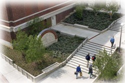 	  The placement of column capitals from Beecher Hall and the crest from Swift Hall’s annex building within the Mews connects today’s students with those of UC’s past.