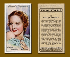 Evelyn Venable appears on a cigarette card.