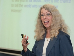 Elaine Hollensbe is one of many Lindner College of Business professors who donate their time on Fridays and Saturdays to UC's free Back to Business program.