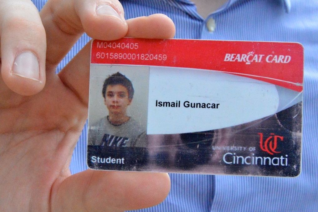 A very young-looking 13-year-old Ismail Gunacar's face on a student identification card.