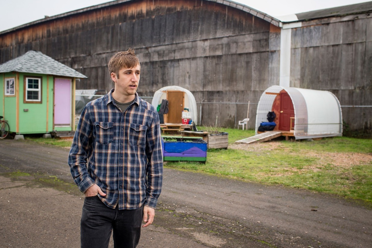 Andrew Hebens in Opportunity Village in Eugene, Oregon.