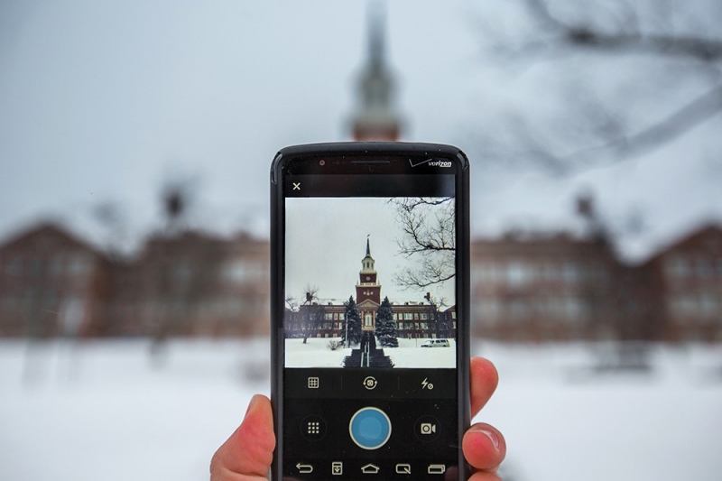 Winter image of McMicken Lawn on a cell phone 