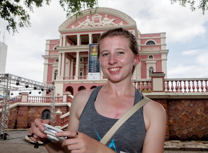 UC student Megan Roberson, a junior in the College of Nursing, enjoys the sites during a trip to Brazil in the spring of 2016.