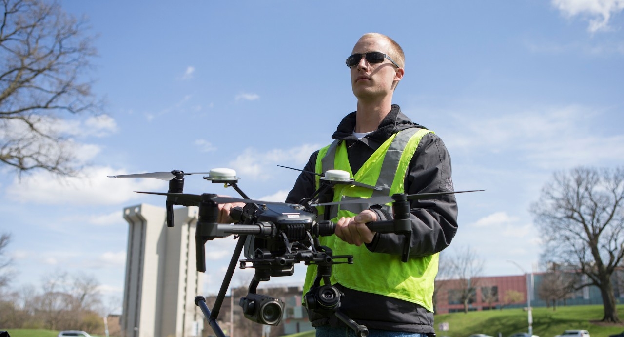 UC student flies drone on campus