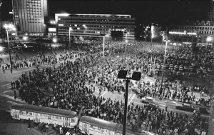 Leipzig Germany during Monday protests.