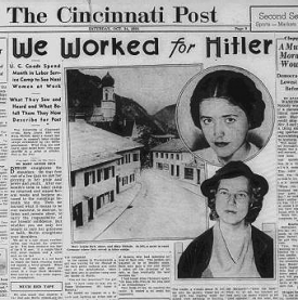 A copy of the front page of the Cincinnati Post proclaiming "We Worked for Hitler"