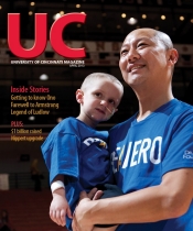 The cover of the April 2013 UC Magazine with UC President Santa Ono