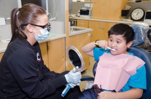 child brushing