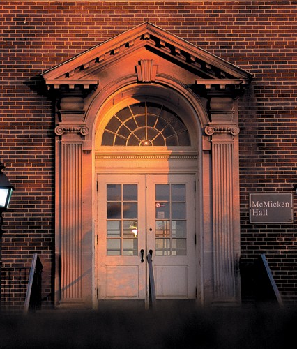 Though much of campus is covered by contemporary buildings, UC has preserved its architectural connection to its past. Here, the sun sets on the north entrance to McMicken Hall, perhaps the most recognized and frequented academic building on campus.