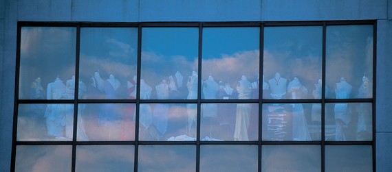 The north-wall windows of the Aronoff Center offers a glimpse inside DAAP's fashion-design studio.
